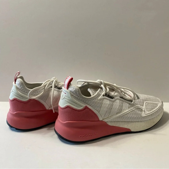 Adidas Women's White & Pink ZX 2K 3 Stripes Boost Lace Up Sneakers Size 10.5 - Picture 8 of 10